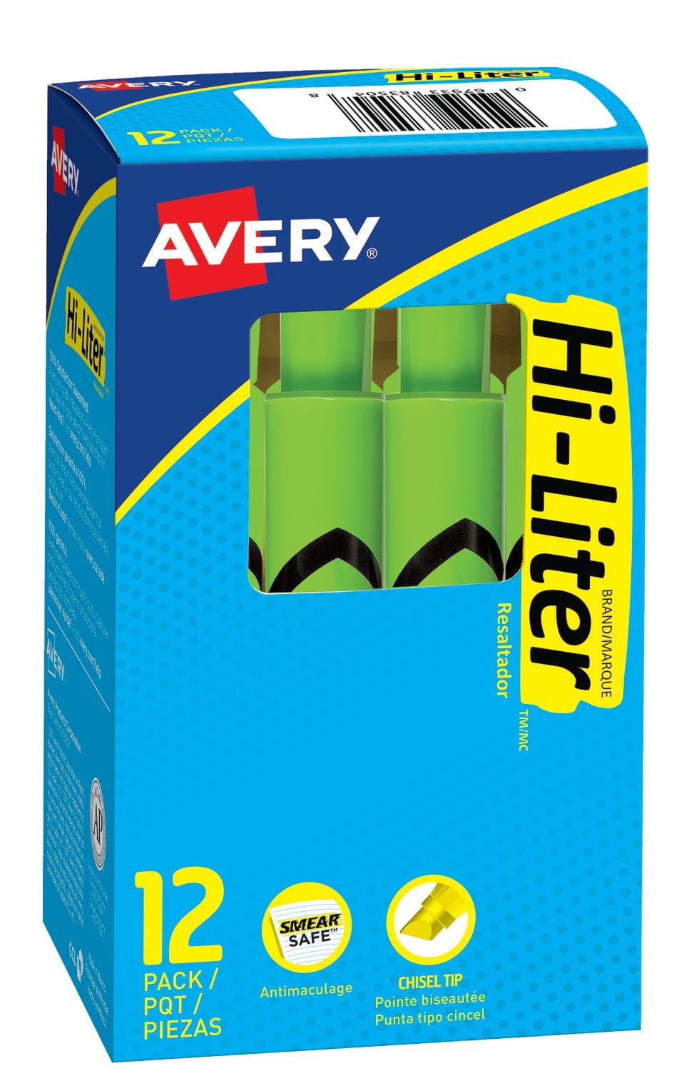 Avery® HI-LITER® Surligneur modèle bureau, Vert fluorescent, Pointe biseautée