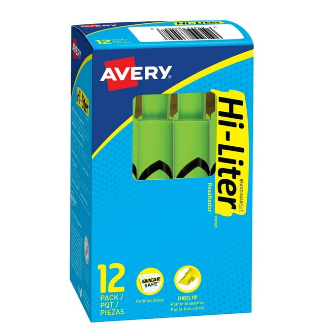 Avery® HI-LITER® Surligneur modèle bureau, Vert fluorescent, Pointe biseautée