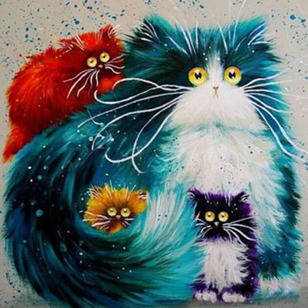 Paint By Numbers Colorful Cat Kit For Adult 40CMx50CM Canvas 