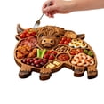 thumbnail image 2 of Cow Shaped Wooden Charcuterie Board with Compartments for Cheese Meat and Fruit Farmhouse Serving Platter Brown, 2 of 6