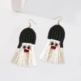 thumbnail image 4 of Cotton Thread Ears Christmas Series Bohemian Jewelry Santa for Holiday Girls Black Tassel, 4 of 8