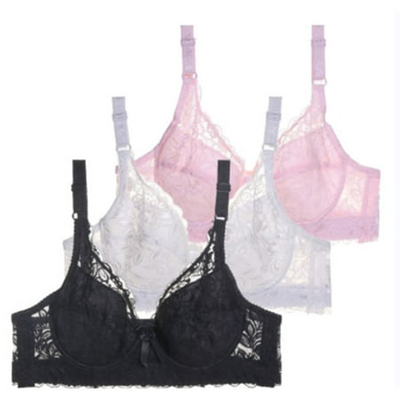 Chuancc Women s Bikini Push Up Bras Women s 3PC Bra Casual And Fashionable Large Size Bra Thin Sponge Gathering Underwear Sexy Lace Bra No Wire Bras for Women Pink 105C Clearance