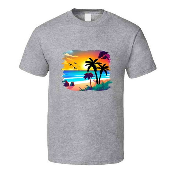 Gorgeous Tropical Beach Sunset Tee Novelty Tropical Tshirt Summertime Lover T Shirt