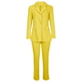 thumbnail image 4 of Scyoekwg Two Piece Blazer Outfits Women Business Office Work 2 Piece Sets Long Sleeve Coat Suit Pants 2 Casual Two Piece Set Fashion Matching Outfits Sets (Yellow,XXL), 4 of 7
