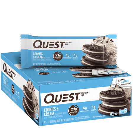 UPC 888849000029 product image for Quest Protein Bar  Gluten-Free  21g Protein  Cookies & Cream  12 Count | upcitemdb.com
