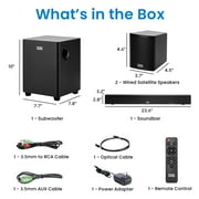 Acoustic Audio 5.1 Surround Sound Home Theater Sound Bar with Bluetooth, RCA, Optical, ARC, AUX, Wireless Subwoofer and Remote Control - AA5190 (Black)