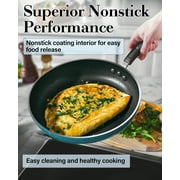 Cook N Home Professional Pots and Pans Nonstick Cookware Set, Kitchen Cooking Set with Frying Pans and Saucepans, Induction Compatible, 12-Piece, Turquoise