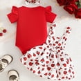 thumbnail image 4 of TOWED22 Newborn Baby Girl Western Clothes New to the Herd Romper Cow Print Shorts Set Summer Coming Home Cowgirl Outfit Watermelon Red,9-12 M, 4 of 5