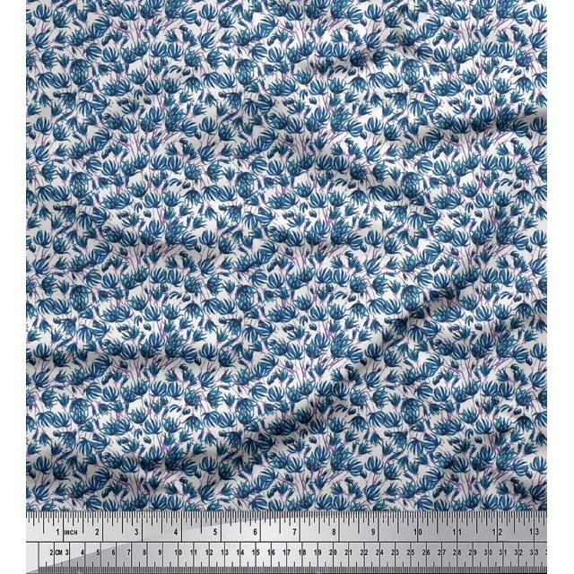 Soimoi Silk Fabric Flower Artistic Print Fabric by Yard 42 Inch Wide