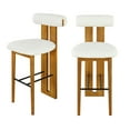 thumbnail image 3 of Christopher Knight Home Minimalist Upholstered Bar Stools, Solid Wood Frame, Cloud-Top Backrest, White, Set of 2, 3 of 10
