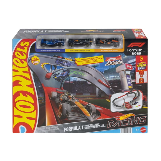 Hot Wheels Racing Formula 1 Sprint Race Circuit Track Set with 3 Die-Cast Toy Cars in 1:64 Scale