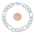 thumbnail image 2 of 9.5mm Solid .925 Sterling Silver Flat Figaro Chain Bracelet, 8 inches + Gift Box, 2 of 7
