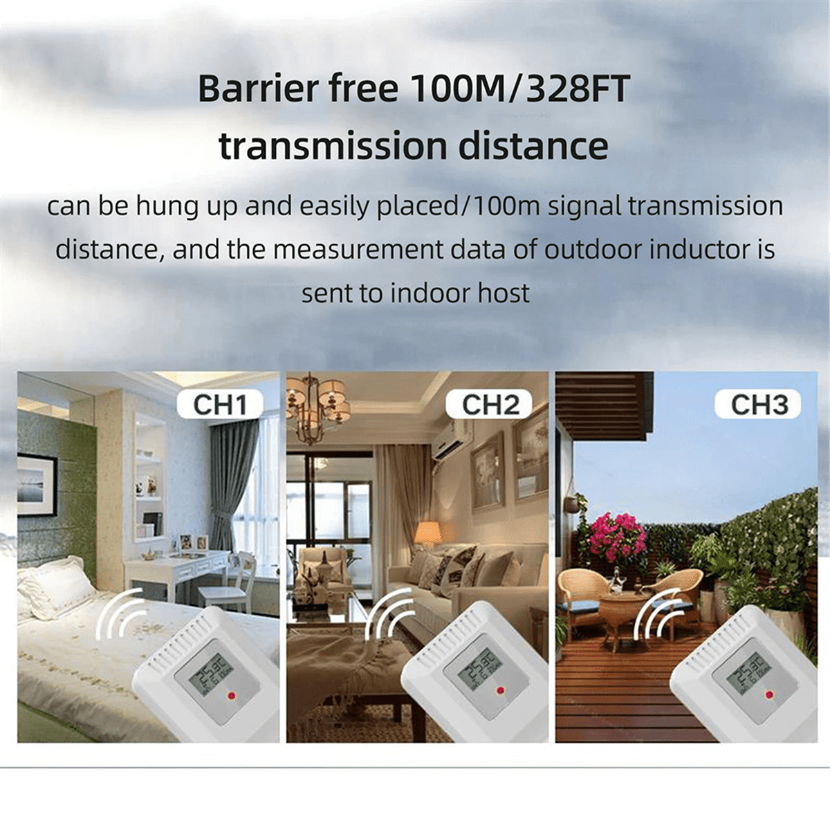 Tuya WIFI Weather Station 7.5Inch Display Thermometer Hygrometer Indoor Outdoor Rain/Wind Gauge Weather Forecast US Plug
