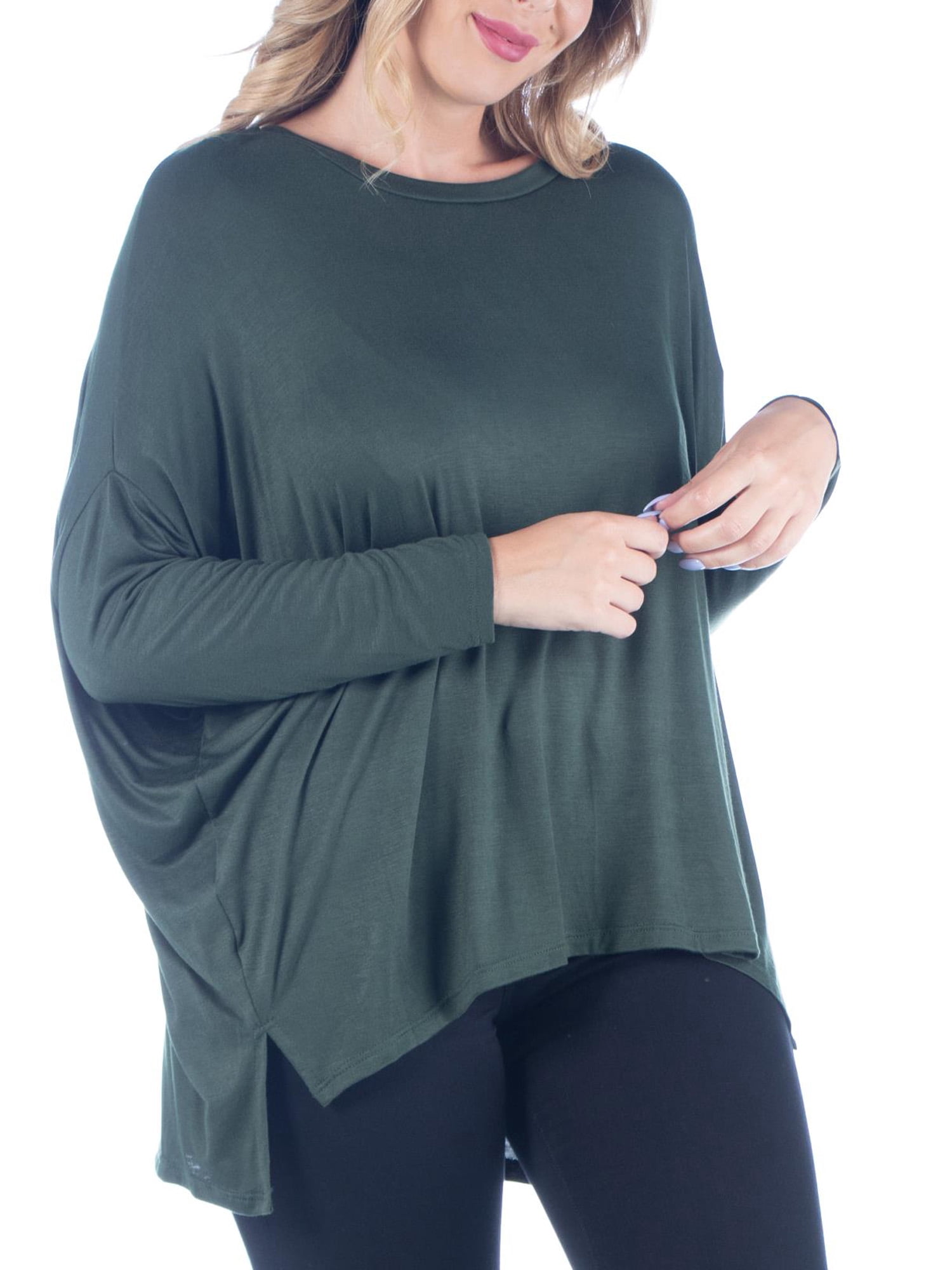 24/7 Comfort Apparel Women's Plus Size Oversized Long Sleeve Dolman Top