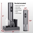 thumbnail image 4 of Rechargeable Electric Wine Opener Set in Matte Black, 1-Touch Automatic Cork Removal with Charging Base, Aerator, Foil Cutter & Vacuum Stoppers, 4 of 9