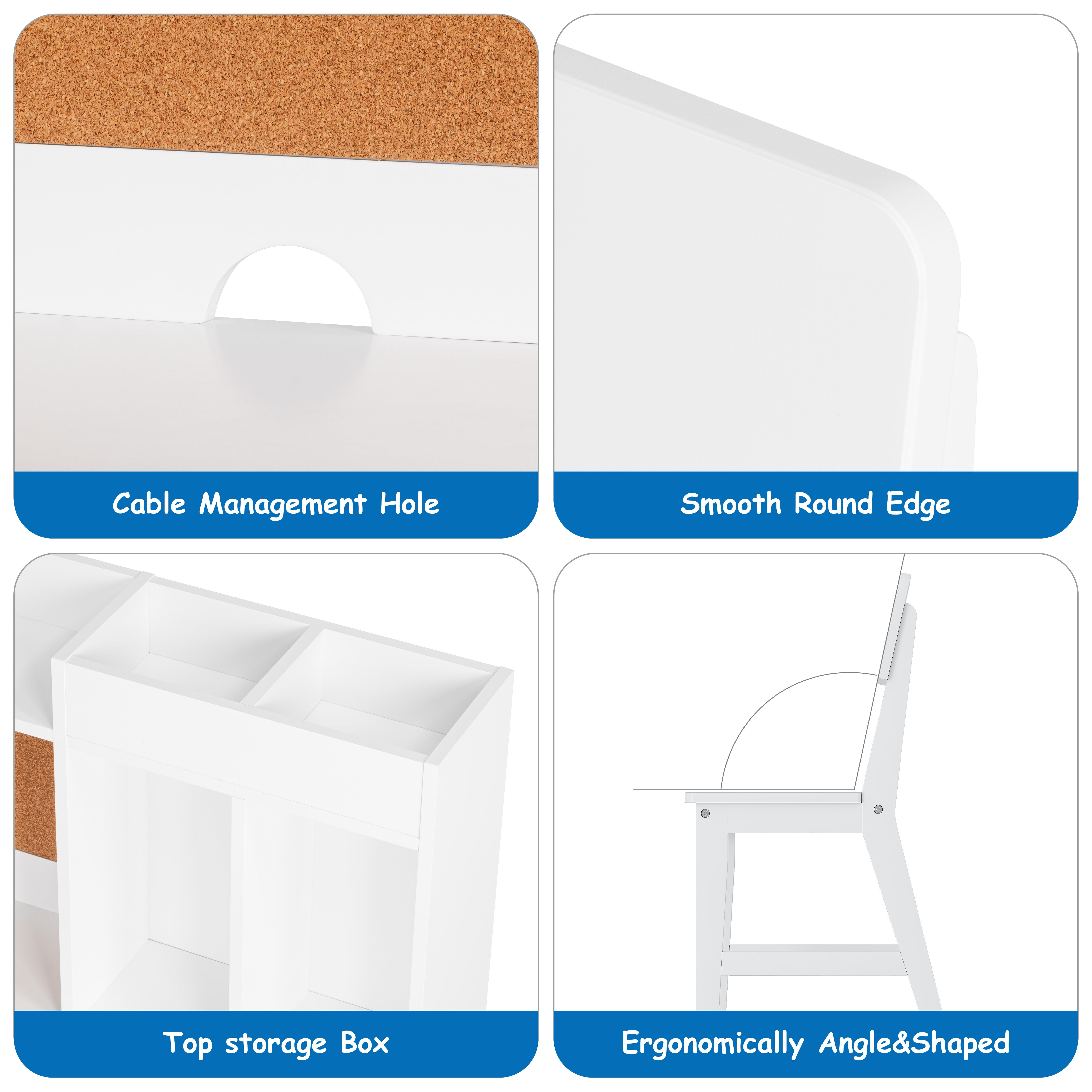 STAROUS Kids Study Desk and Chair Sets with Hutch and 2 Storage Drawers