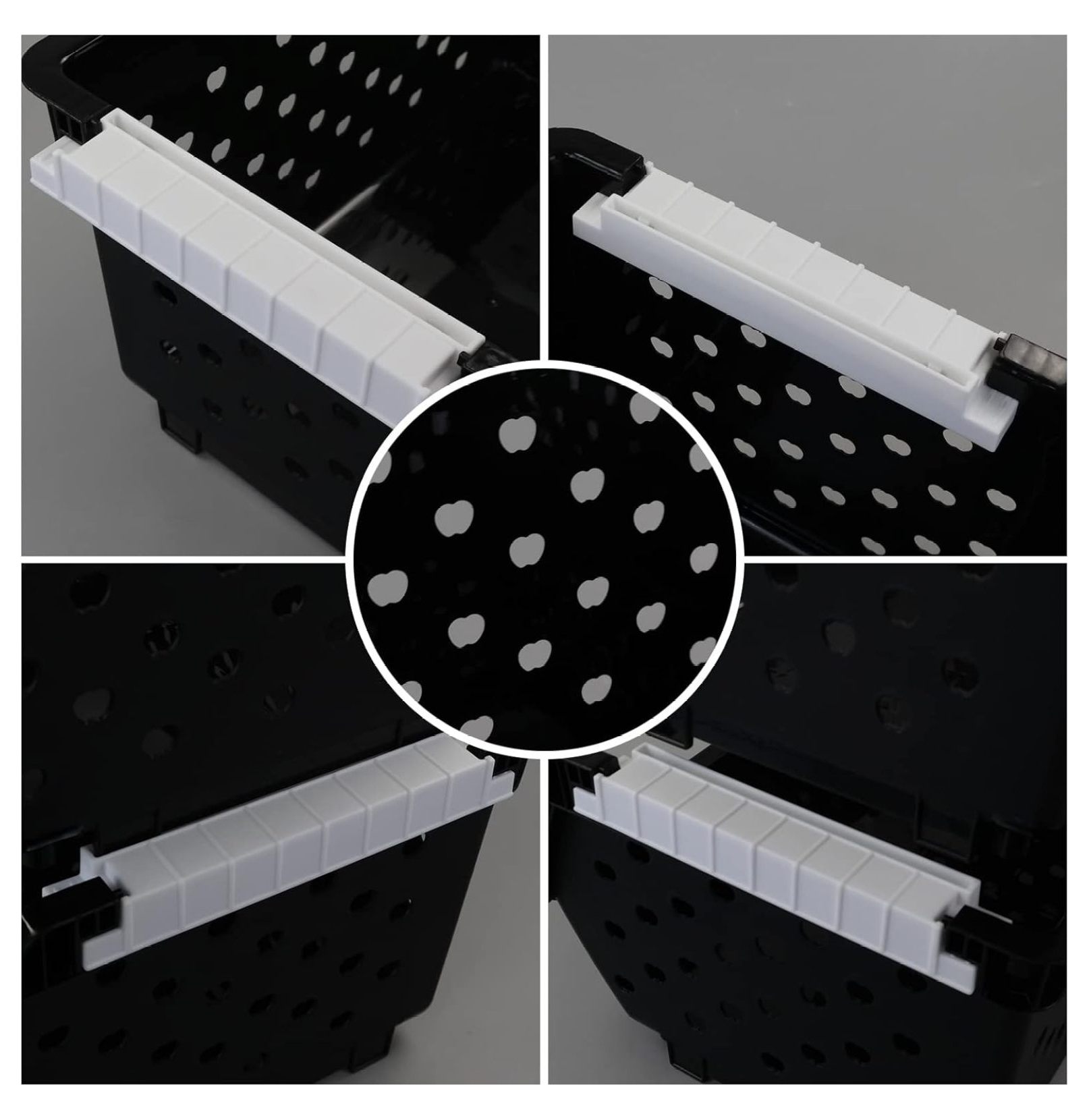 3-Pack Plastic Stackable Organizer Basket, Stacking Storage Basket, Black