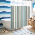 thumbnail image 5 of No Hook Shower Curtain, Light Blue Striped Shower Curtains for Bathroom with See Through Top Window, Farmhouse Thin Line Modern Abstract Art Waterproof & Washable Bath Curtain Stall 48"x72", 5 of 9