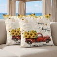 thumbnail image 5 of Pillow Covers 20x20 Set of 2, Sunflower Truck Square Throw Pillow Covers for Couch/Sofa/Living Room, Yellow Floral Summer Botanical Elegant Pastoral Decorative Soft Pillowcases for Couch, 5 of 9