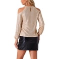 thumbnail image 3 of Tops de lentejuelas INSPIRE CHIC para mujeres, blusas de brillo con mangas largas y hombros al aire para fiestas, 3 of 6