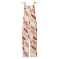 thumbnail image 4 of wycnly Jumpsuits for Women Beach Vacation Fashion Loose Pocket Cotton Linen Wide Leg Baggy Strap Jumpsuits Overalls Summer Formal Leaves Print Round Neck Sleeveless Long Rompers Red xxl, 4 of 5