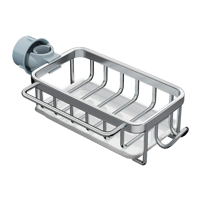 Estante de almacenamiento para grifo de cocina, soporte para esponja, colgador de paño de jabón fácil de limpiar para baño, cocina, lavadero argén