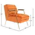 thumbnail image 5 of Meridian Furniture Woodford Orange Velvet Accent Chair, 5 of 5