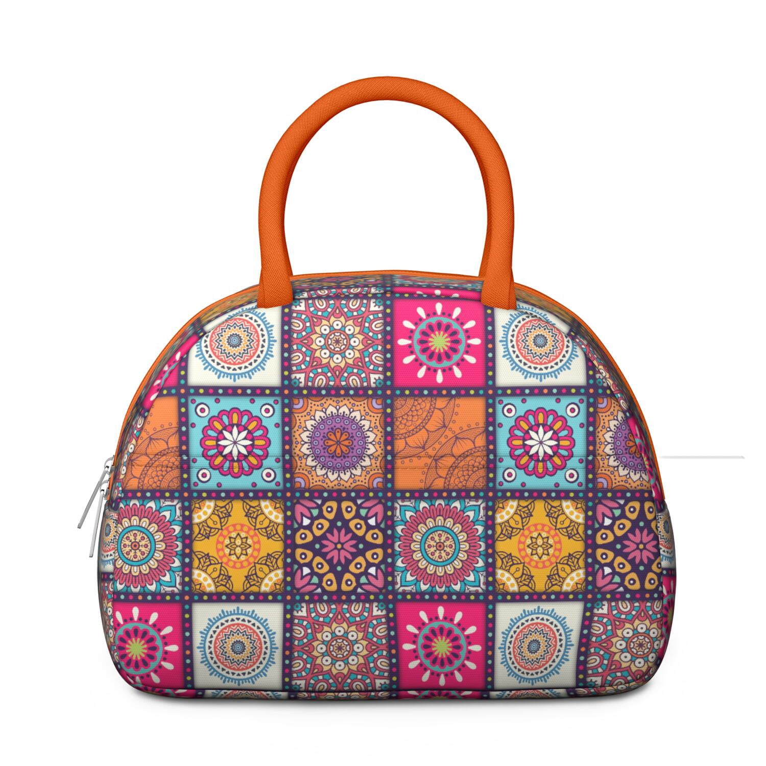 Rustic Bohemian Lunch Tote for Women, Ethnic Style Insulated Lunch Bag with Retro Hippie Patterns, Reusable Leakproof Cooler for Office or Picnic Use