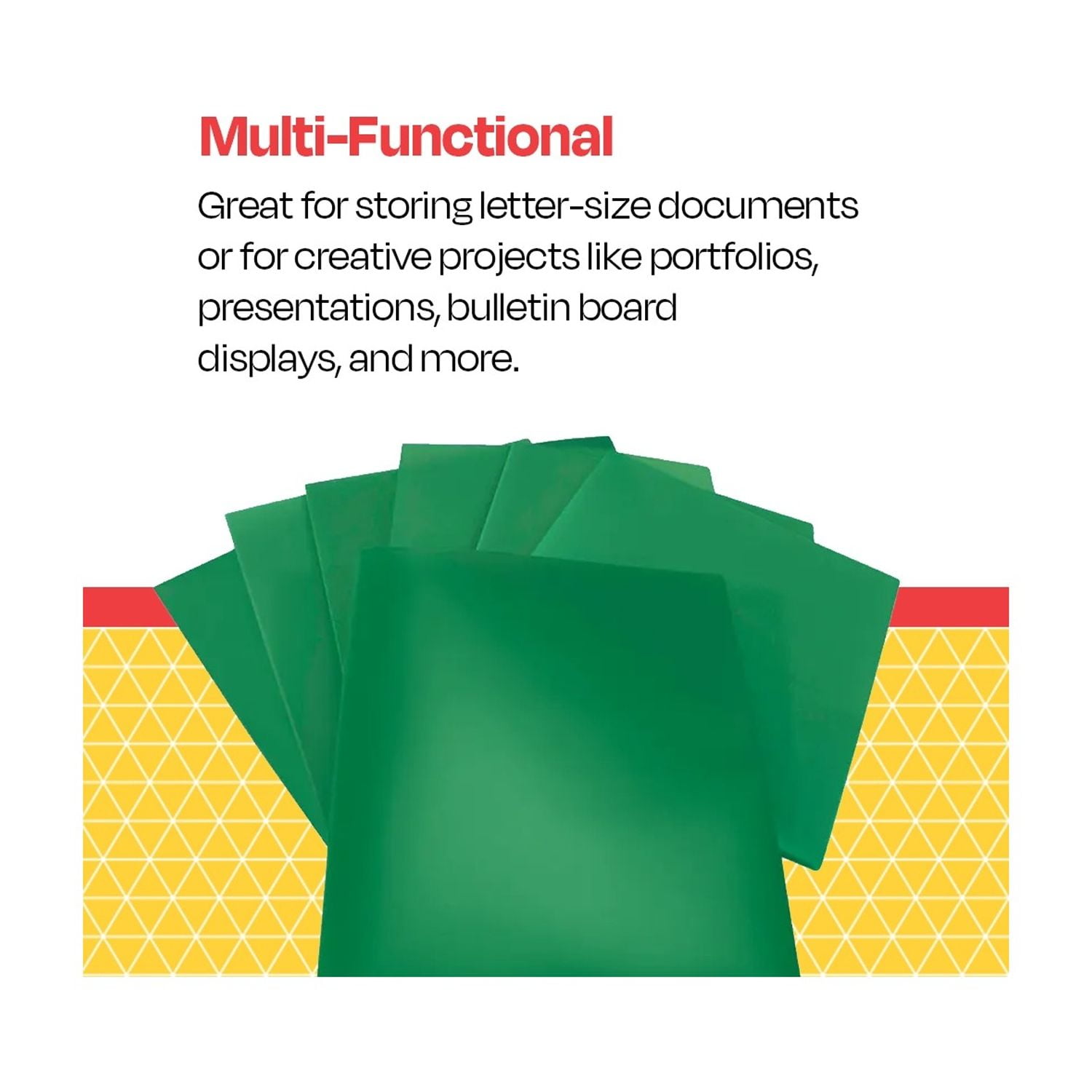 2-Pocket Poly Folders, Green, Pack of 25