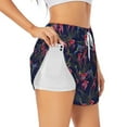 thumbnail image 3 of Lsque Flowers And Humming Bird Printed Women's Running Shorts with Liner Pockets,Elastic Quick Dry Workout Athletic Gym Yoga Shorts,Womens High Waist Shorts-XX-Large, 3 of 9