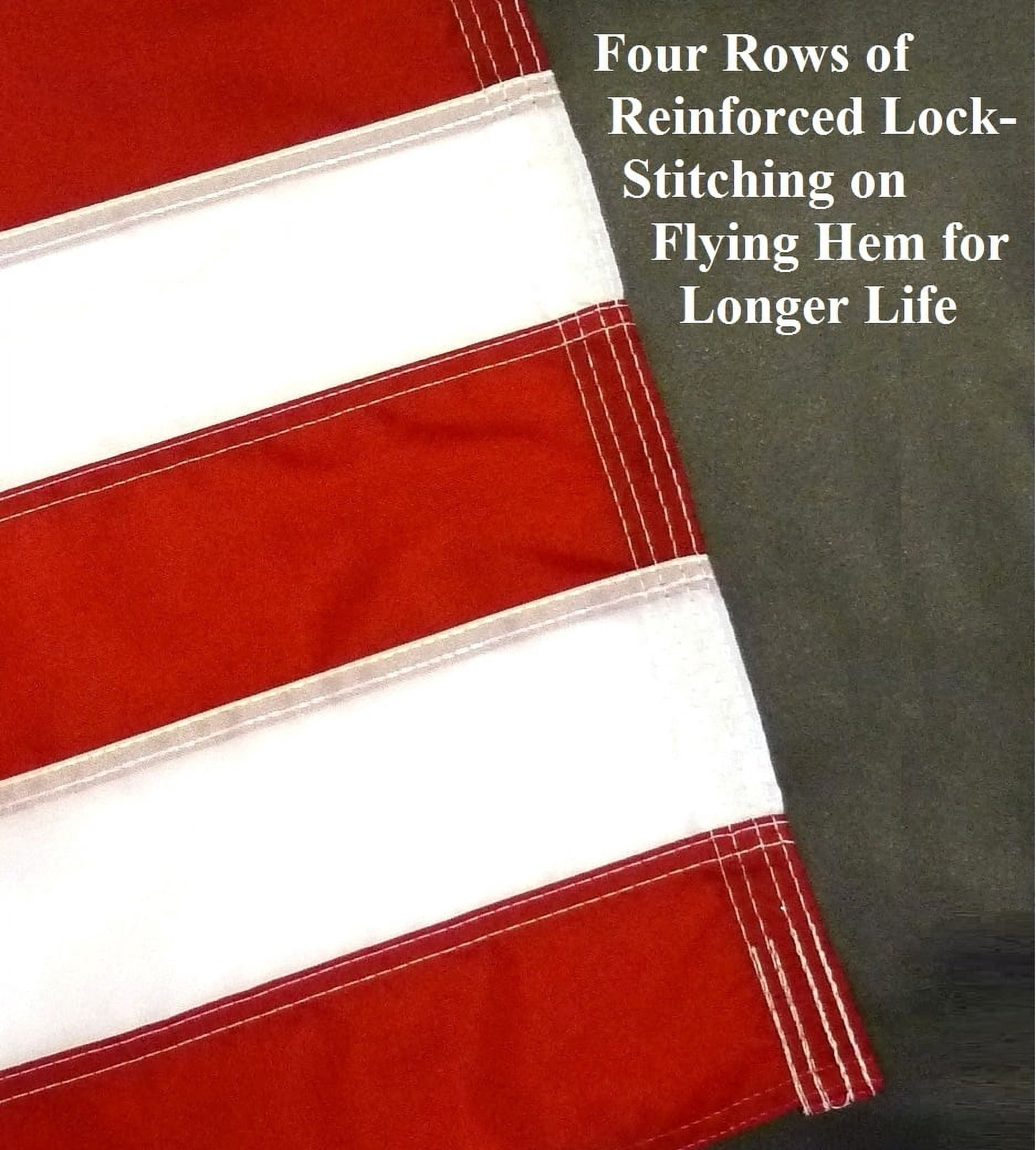 US Flag Factory - 2x3 FT U.S. American Flag (Pole Sleeve) (Embroidered Stars, Sewn Stripes) Outdoor SolarMax Nylon, UV Fading Resistant - Made in America