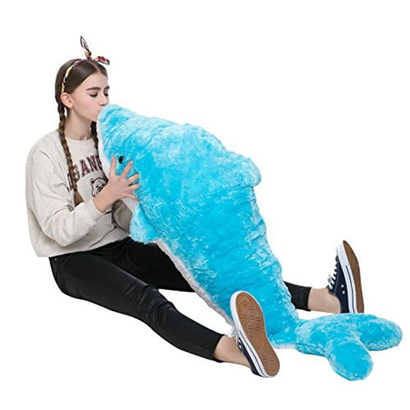 MorisMos Giant Dolphin Stuffed Animal Plush Toy Gift (Blue, 55 inches)