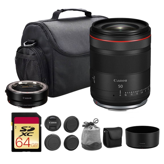 Canon RF 50mm f/1.4 L VCM Lens| L-Series Standard Prime with Bright f/1.4 Aperture, Nano USM & Image Stabilization| For Portraits & Wedding Photography (6908C002)   Adapter EF-EOS R   Bag   64GB Card