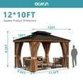 thumbnail image 6 of Aoxun 10x12FT Patio Hardtop Gazebo, Aluminum Frame Double Roof Pavilion with Netting and Curtains for Garden, Patio, Lawns, 6 of 7