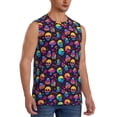 thumbnail image 2 of Bingfone mushroom color Skull Pattern Men's Tank Tops Workout Sleeveless Tee Shirts Running Beach Tanks for Men-Small, 2 of 4