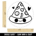 thumbnail image 2 of Deliciously Kawaii Chibi Pizza Slice Self-Inking Rubber Stamp Ink Stamper - Brown Ink - Medium 1 Inch, 2 of 7