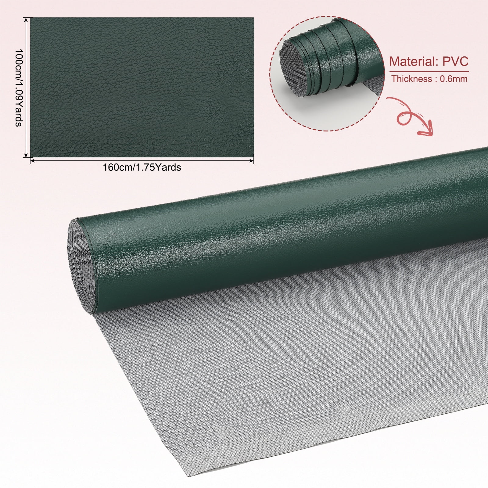 63x39.4in Faux Leather Sheets, Faux Leather Fabric Sheets Vinyl Fabric Synthetic Soft Waterproof for Replacement Upholstery Car, Dark Green