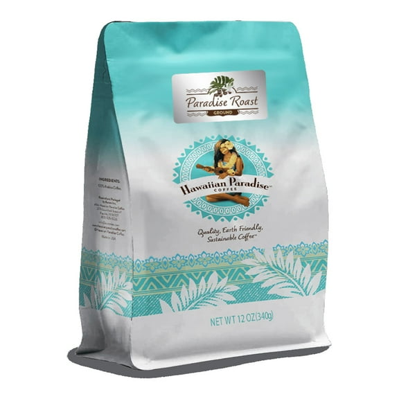 Hawaiian Paradise Coffee Paradise Roast Ground, 12oz. - 100% Arabica Coffee Premium Rich Bold Signature Brewed Coffee from the Finest Beans