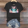 thumbnail image 4 of Aobny Easter Cute Women's Leisure T-Shirts Rabbits Black Clothes Short Sleeve Crew Neck Bunnies Adults Clothes, 4 of 6