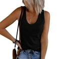 thumbnail image 5 of Womens Tank Tops Dressy Casual, Women's Ribbed Knit Tank Tops, Slim Fitting Round Neck Sleeveless Knit Basic Cami Shirts Sleeveless T-Shirts 0 Black 3XL, 5 of 7