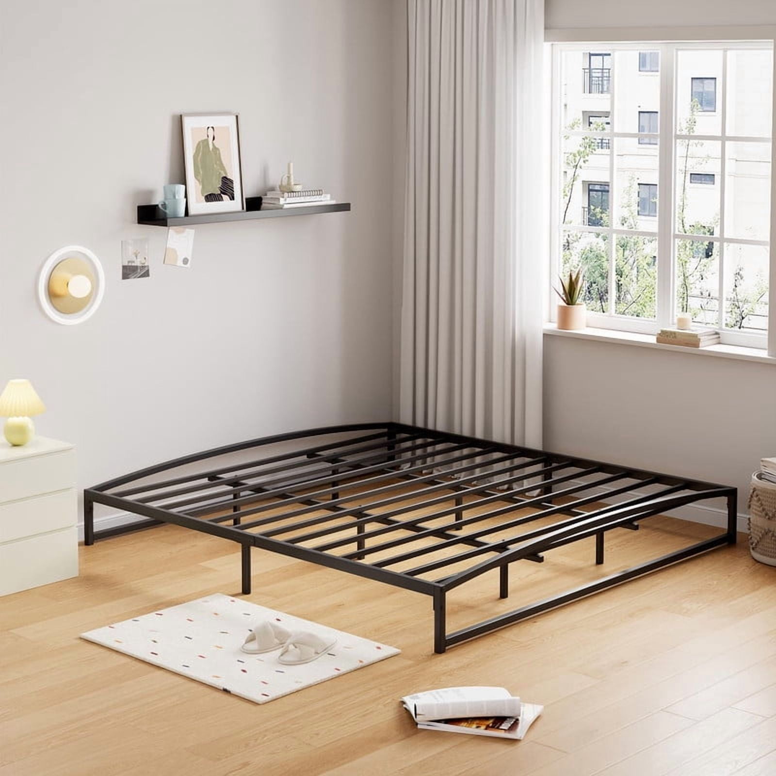Eastvita King Size 1.10 Inch Heavy Duty Metal Platform Bed Frame - No Box Spring Needed, Noise-Free, Non-Slip, Easy Assembly, Black