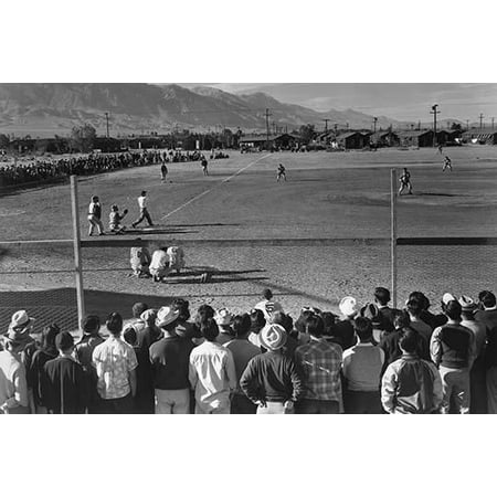 Japanese Americans observe an amateur baseball game in progress one-story buildings and mountains in the background  Ansel Easton Adams was an American photographer best known for his (Best Mountains In Japan)