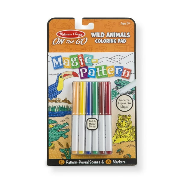 Melissa & Doug Magic-Pattern Kids’ Wild Animals Marker Coloring Pad On the Go Travel Activity ...