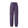 thumbnail image 5 of Linfrsh Cargo Pants for Girls Kid Convertible Water-Resistant Zip-Off Outdoor Pants with Drawstring and Pockets (Purple,11-12 Years), 5 of 6