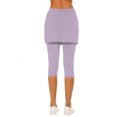 thumbnail image 5 of Horkkom Athletic Skirts Women Elastic Waist Capris Skirted Leggings Solid Color Stretch Yoga Pants Purple 2XL, 5 of 6