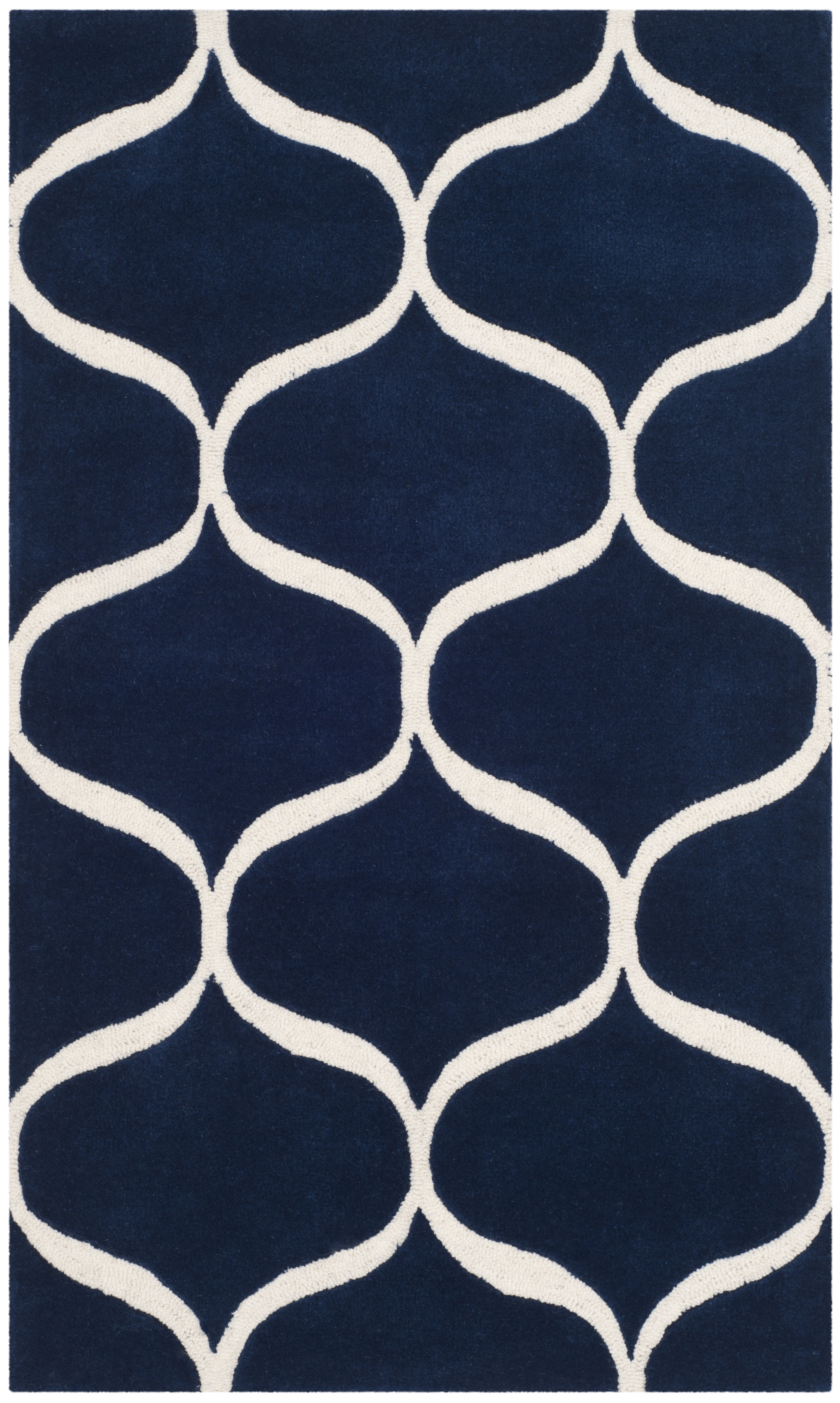SAFAVIEH Cambridge Jared Geometric Wool Area Rug, Dark Blue/Ivory, 4' x 6'