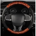 thumbnail image 6 of Wood Grain Leather Steering Wheel Cover Anti-Slip Breathable Durable Four Seasons Universal 15 Inch Fit Car Handle Wheel Cover, 6 of 7