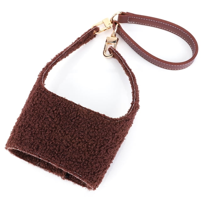 DQrwqpou Portátil Lana Cordero Invierno para Mano para Botella (marrón Oscuro)