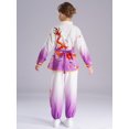thumbnail image 4 of Miutii Kids Boys Girl Kung Fu Suit Unisex Dragon Printed Tai Chi Outfit Long Sleeve Tops with Pants Purple 150, 4 of 9