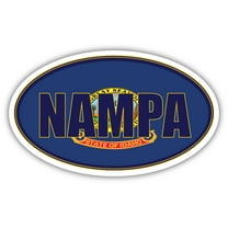 Nampa City Idaho State Flag | ID Flag Canyon County Oval State Colors Bumper Sticker Car Decal 3x5 inches